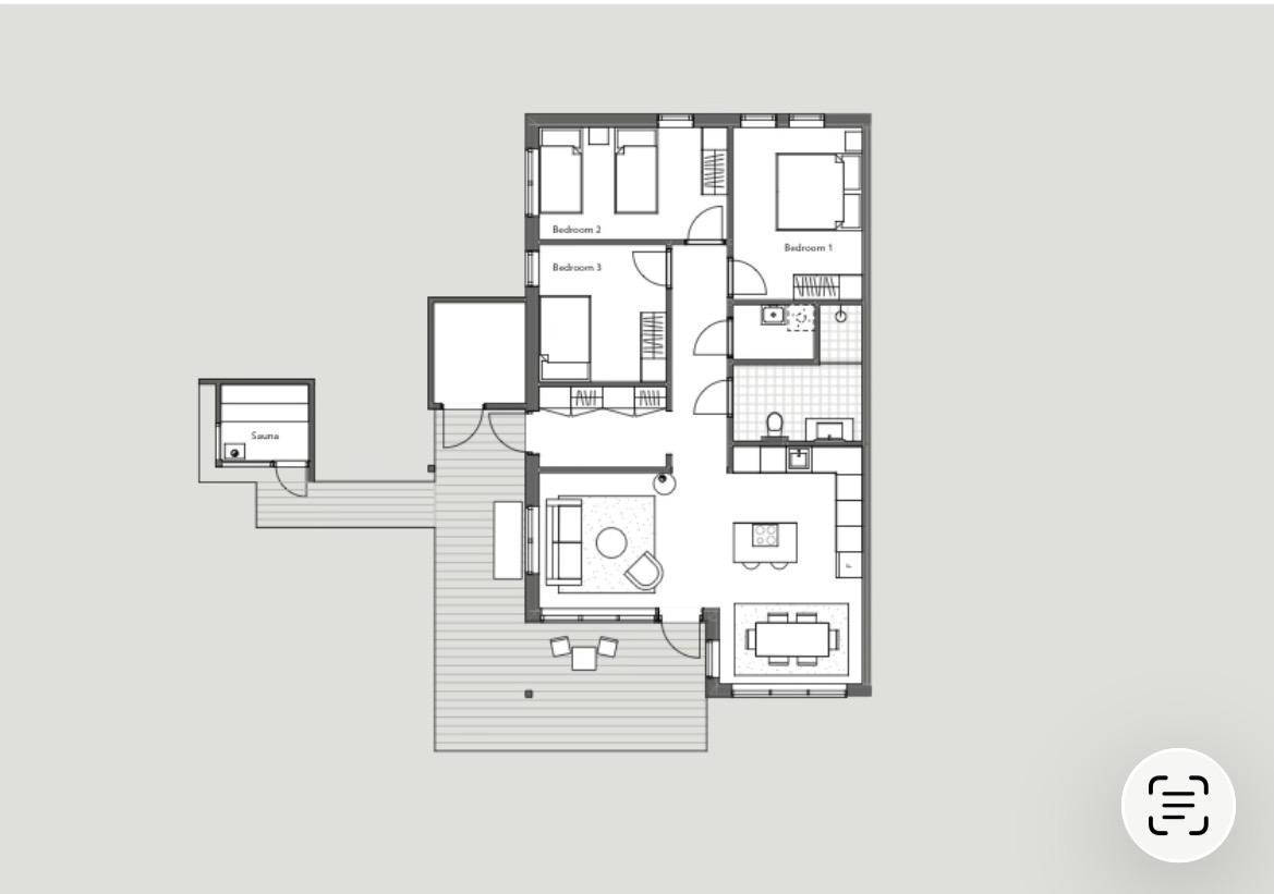 Plantegning av leiligheten på 92 kvadratmeter